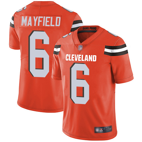 Cleveland Browns Baker Mayfield Men Orange Limited Jersey #6 NFL Football Alternate Vapor Untouchable